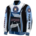 personalized houston astros mesh effect blue black varsity jacket best selling