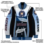 personalized houston astros mesh effect blue black varsity jacket best selling