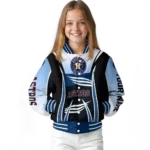 personalized houston astros mesh effect blue black varsity jacket best selling
