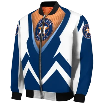 personalized houston astros v stripes blue white bomber jacket best selling
