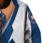 personalized houston astros v stripes blue white bomber jacket best selling