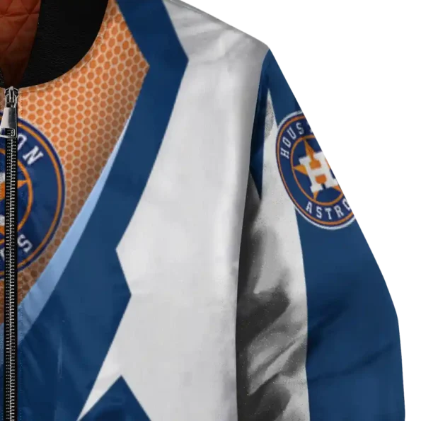 personalized houston astros v stripes blue white bomber jacket premium grade