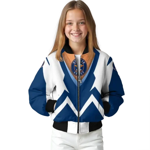 personalized houston astros v stripes blue white bomber jacket top rated
