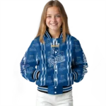 personalized kansas city royals bolt stripe royal blue varsity jacket best selling