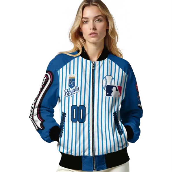 personalized kansas city royals eagle baseball royal blue white bomber jacket latest model