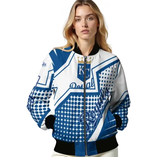 personalized kansas city royals star burst royal blue bomber jacket latest model