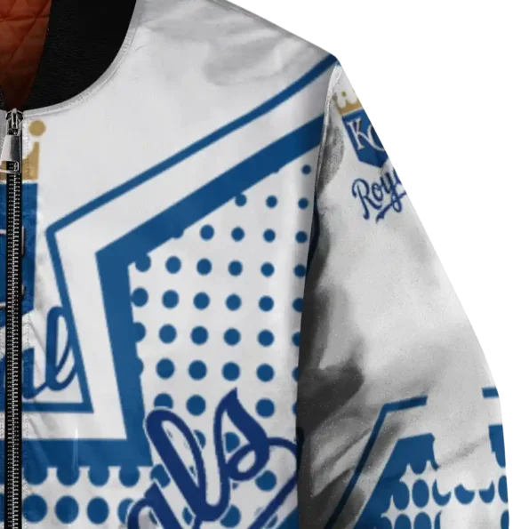 personalized kansas city royals star burst royal blue bomber jacket premium grade