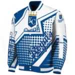 personalized kansas city royals star burst royal blue varsity jacket best selling