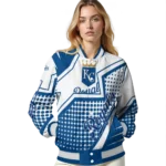 personalized kansas city royals star burst royal blue varsity jacket best selling