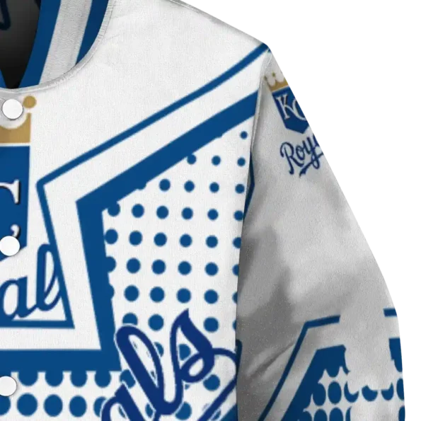 personalized kansas city royals star burst royal blue varsity jacket premium grade