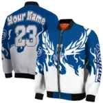personalized kansas city royals winged blaze royal blue white bomber jacket best selling