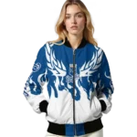 personalized kansas city royals winged blaze royal blue white bomber jacket best selling