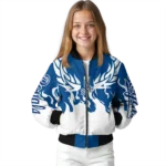 personalized kansas city royals winged blaze royal blue white bomber jacket best selling