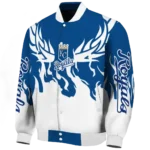 personalized kansas city royals winged blaze royal blue white varsity jacket best selling
