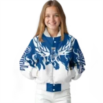 personalized kansas city royals winged blaze royal blue white varsity jacket best selling