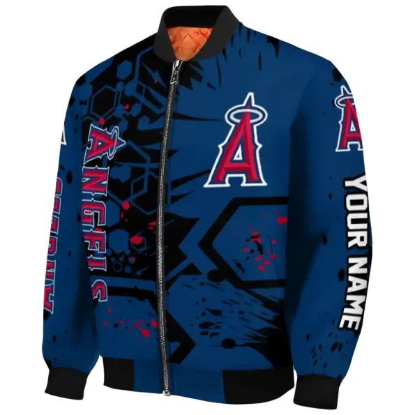 personalized los angeles angels hexagon cluster blue black bomber jacket best selling