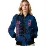 personalized los angeles angels hexagon cluster blue black bomber jacket best selling