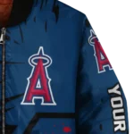 personalized los angeles angels hexagon cluster blue black bomber jacket best selling