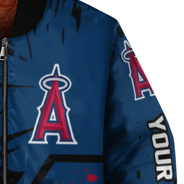 personalized los angeles angels hexagon cluster blue black bomber jacket premium grade