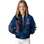 personalized los angeles angels hexagon cluster blue black bomber jacket best selling