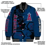 personalized los angeles angels hexagon cluster blue black varsity jacket best selling