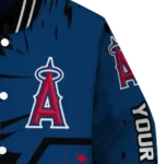 personalized los angeles angels hexagon cluster blue black varsity jacket best selling