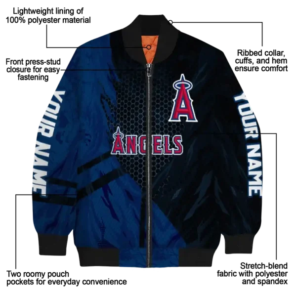 personalized los angeles angels hexagon mesh blue black bomber jacket new arrival