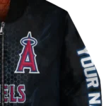 personalized los angeles angels hexagon mesh blue black bomber jacket best selling