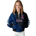 personalized los angeles angels hexagon mesh blue black bomber jacket best selling