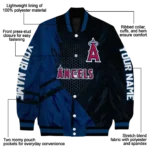 personalized los angeles angels hexagon mesh blue black varsity jacket best selling
