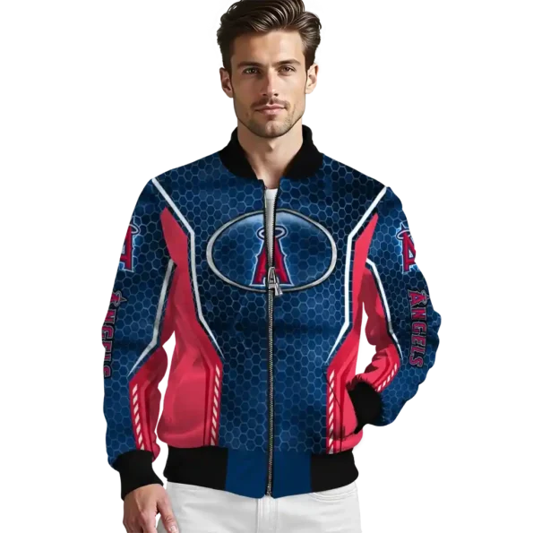 personalized los angeles angels power plate blue bomber jacket high quality