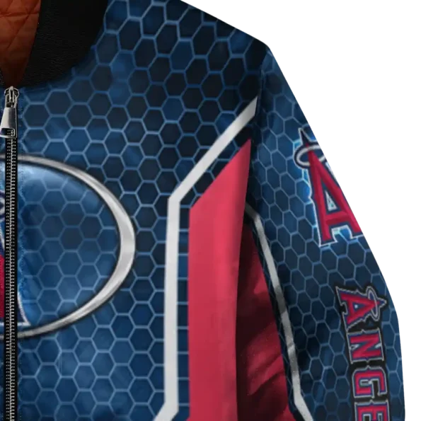 personalized los angeles angels power plate blue bomber jacket premium grade