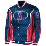 personalized los angeles angels power plate blue varsity jacket best selling