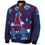 personalized los angeles angels pyramid shapes blue bomber jacket best selling