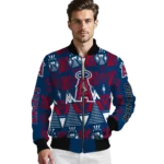 personalized los angeles angels pyramid shapes blue bomber jacket best selling