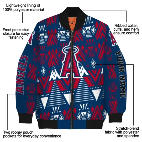personalized los angeles angels pyramid shapes blue bomber jacket new arrival