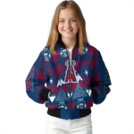 personalized los angeles angels pyramid shapes blue bomber jacket best selling
