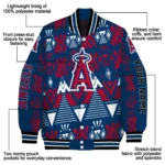 personalized los angeles angels pyramid shapes blue varsity jacket best selling