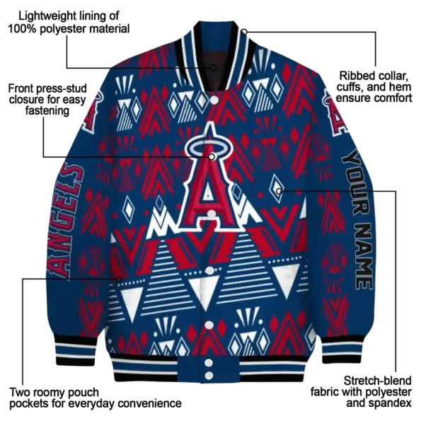 personalized los angeles angels pyramid shapes blue varsity jacket new arrival