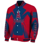 personalized los angeles angels spider mark blue red crocs varsity jacket best selling