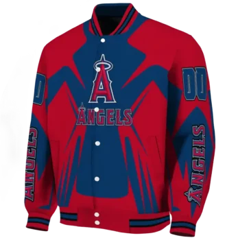 personalized los angeles angels spider mark blue red crocs varsity jacket best selling