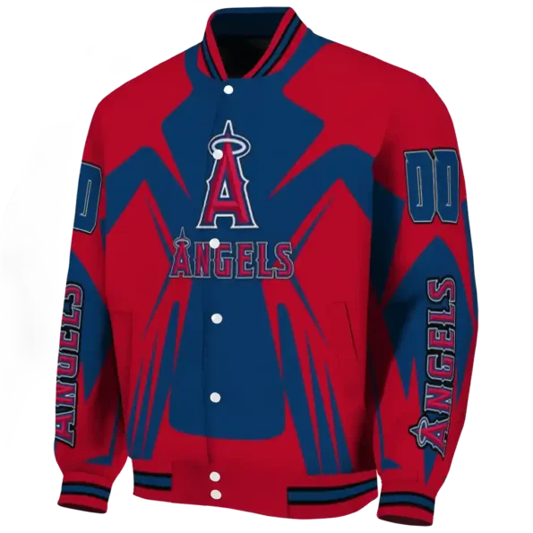 personalized los angeles angels spider mark blue red crocs varsity jacket best selling