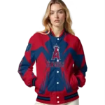 personalized los angeles angels spider mark blue red crocs varsity jacket best selling