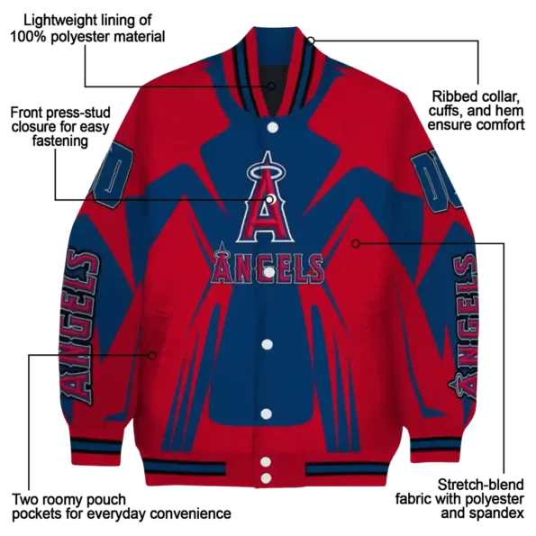 personalized los angeles angels spider mark blue red crocs varsity jacket new arrival