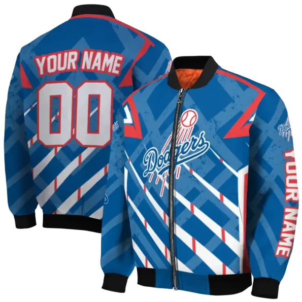 personalized los angeles dodgers chevron angles blue bomber jacket fashion forward