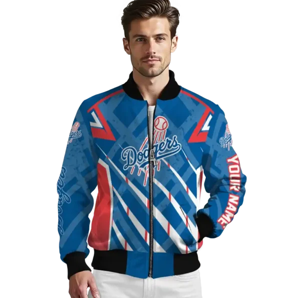 personalized los angeles dodgers chevron angles blue bomber jacket high quality