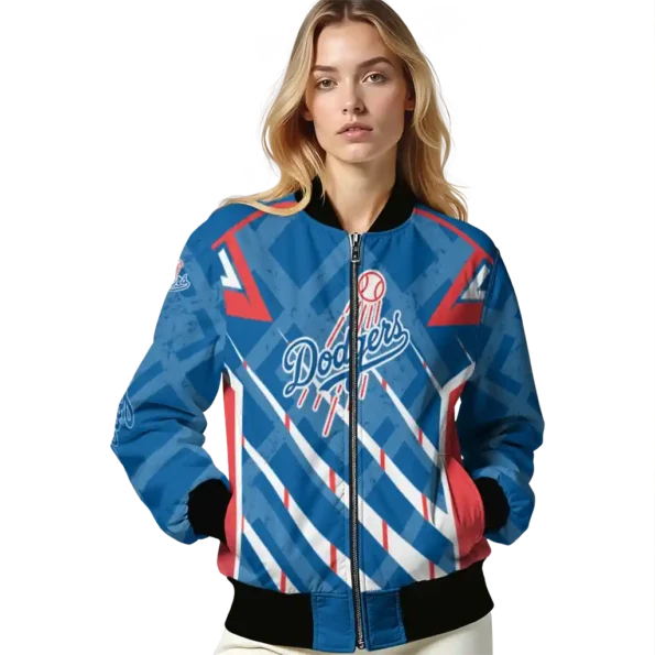 personalized los angeles dodgers chevron angles blue bomber jacket latest model
