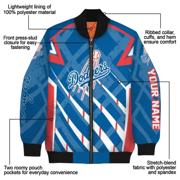 personalized los angeles dodgers chevron angles blue bomber jacket new arrival