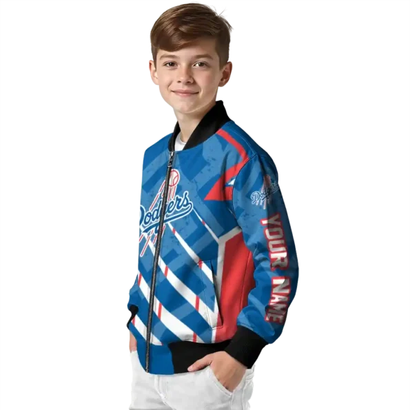 personalized los angeles dodgers chevron angles blue bomber jacket trendy