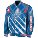 personalized los angeles dodgers chevron angles blue varsity jacket best selling